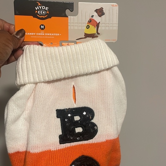 Hyde and Eek pet candy corn sweater black Boo sequins white orange yellow New - Picture 4 of 6